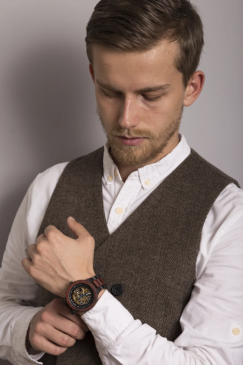 Mechanical Watch Men Wooden Watches BOBO BIRD Luxury Fashion Automatic Wristwatch Luminous Timepiece Clock Custom Gift Box OEM