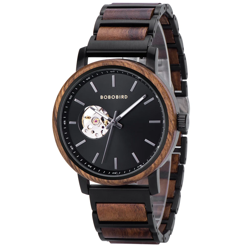 Mechanical Watch BOBO BIRD 2022 Classic Fashion Men's Automatic Wristwatch Tabby Wood Watches Customized Gift Box Reloj Hombre