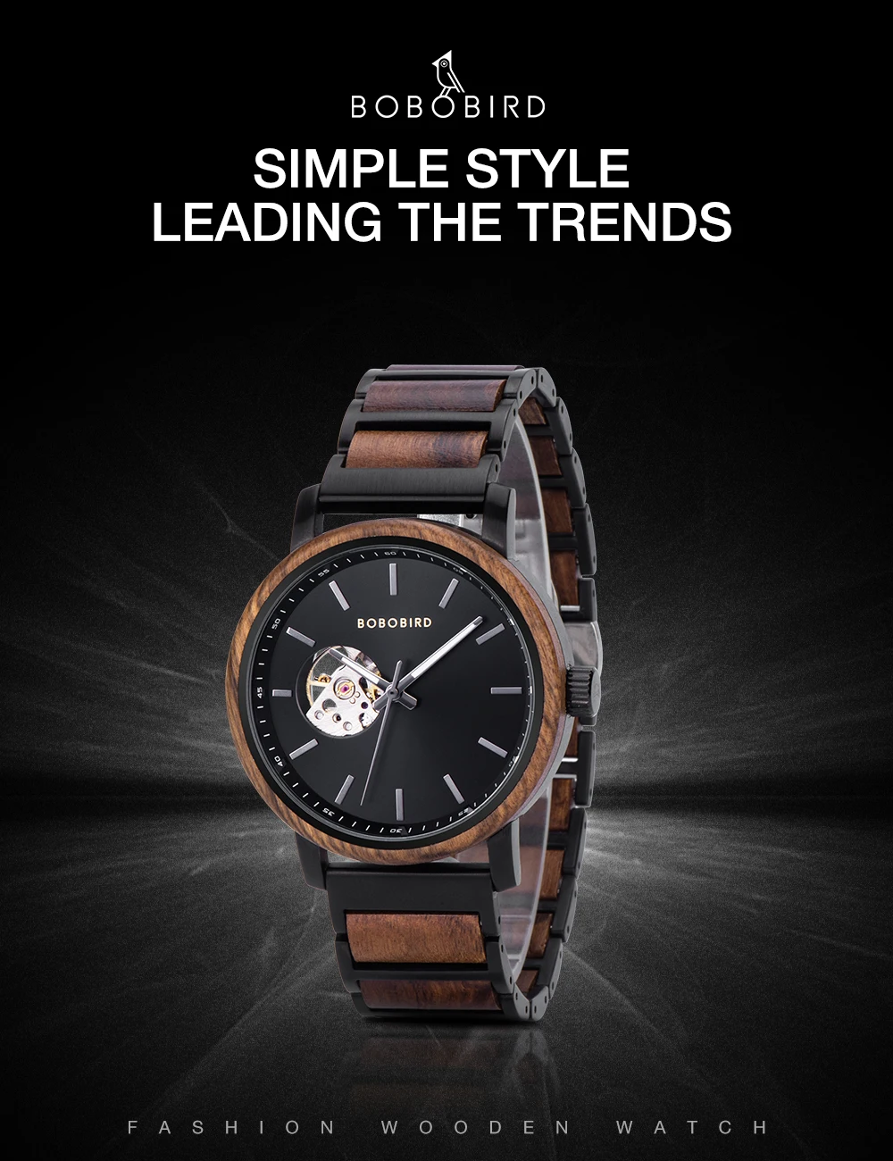 Mechanical Watch BOBO BIRD 2022 Classic Fashion Men's Automatic Wristwatch Tabby Wood Watches Customized Gift Box Reloj Hombre