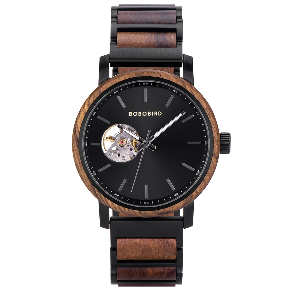 Mechanical Watch BOBO BIRD 2022 Classic Fashion Men's Automatic Wristwatch Tabby Wood Watches Customized Gift Box Reloj Hombre
