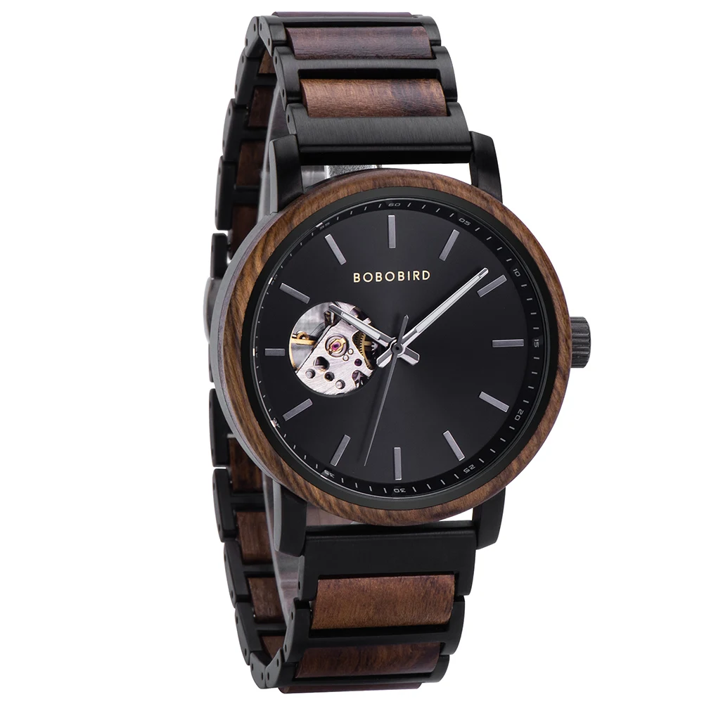 Mechanical Watch BOBO BIRD 2022 Classic Fashion Men's Automatic Wristwatch Tabby Wood Watches Customized Gift Box Reloj Hombre