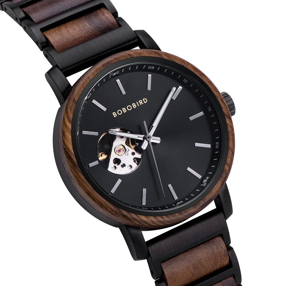 Mechanical Watch BOBO BIRD 2022 Classic Fashion Men's Automatic Wristwatch Tabby Wood Watches Customized Gift Box Reloj Hombre