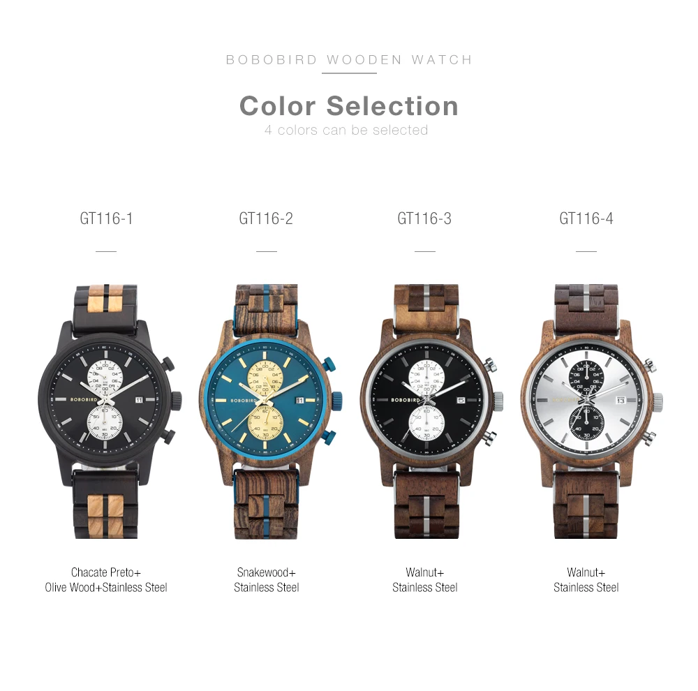 Wooden Men's Watch BOBOBIRD New Top Japanese Miyota Wristwatch Sports Chronograph Calendar Custom Gift Box Relogio Masculino