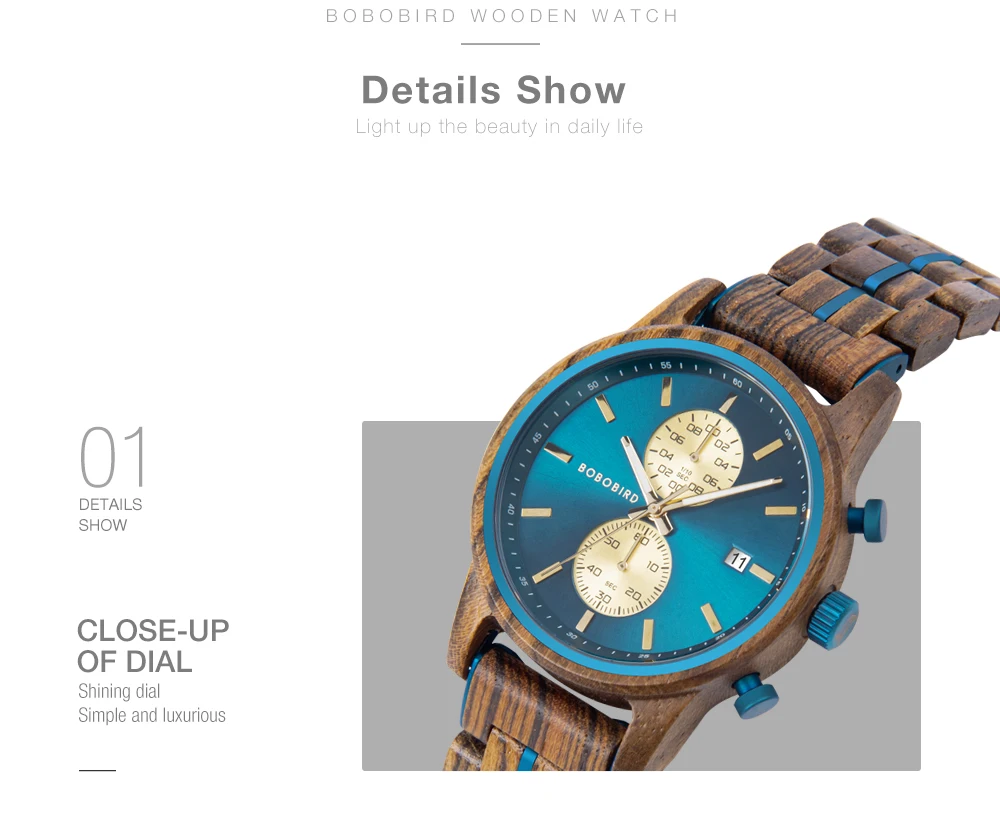 Wooden Men's Watch BOBOBIRD New Top Japanese Miyota Wristwatch Sports Chronograph Calendar Custom Gift Box Relogio Masculino
