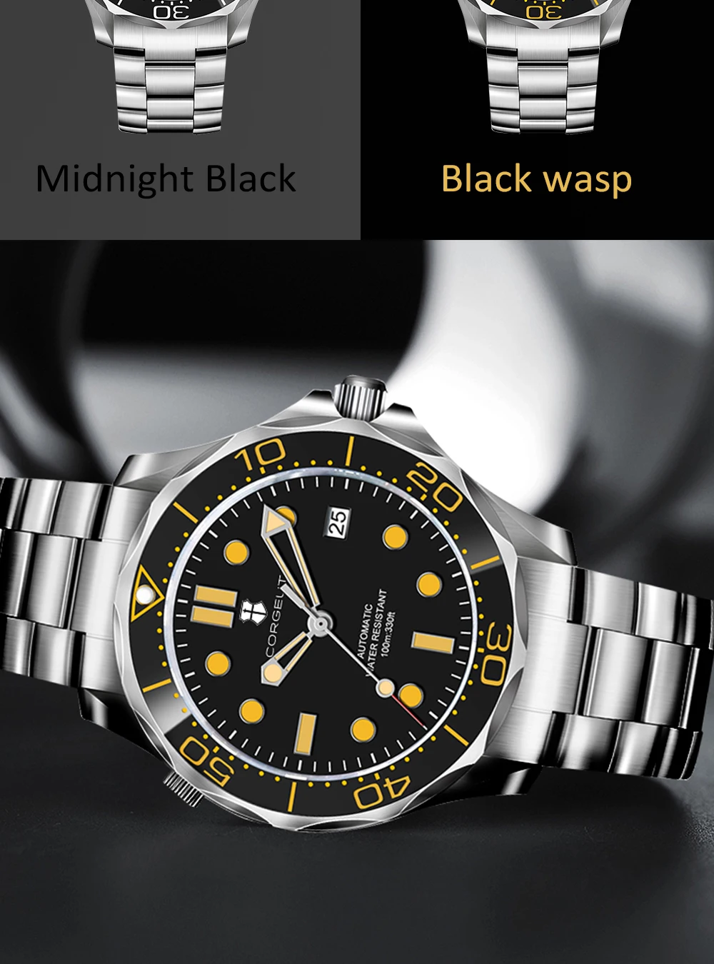 CORGEUT 41MM Men's Watch High-end Business Casual Automatic Mechanical Watch Sapphire Glass Luminous Waterproof Custom Logo