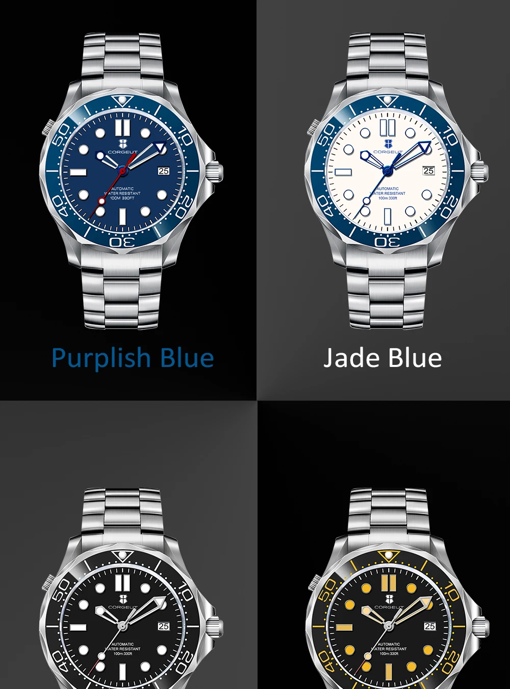 CORGEUT 41MM Men's Watch High-end Business Casual Automatic Mechanical Watch Sapphire Glass Luminous Waterproof Custom Logo