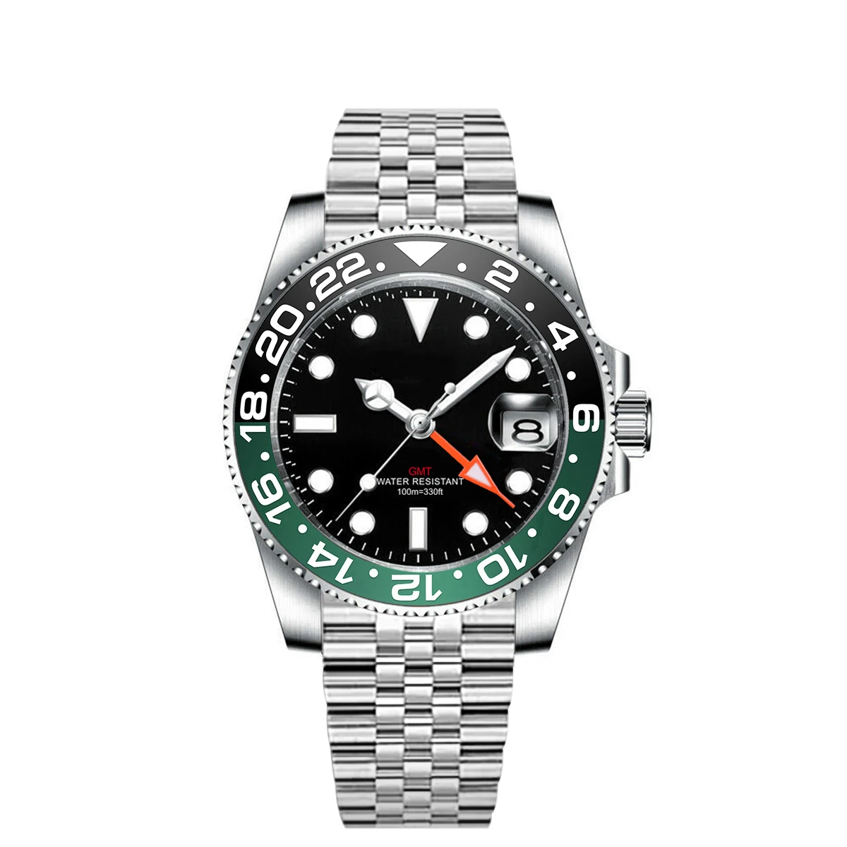 Custom luxury GMT Watch 40mm Mechanical Wristwatches Quartz Movt Stainless Sapphire Glass 100M Waterproof Luminous Men Watches