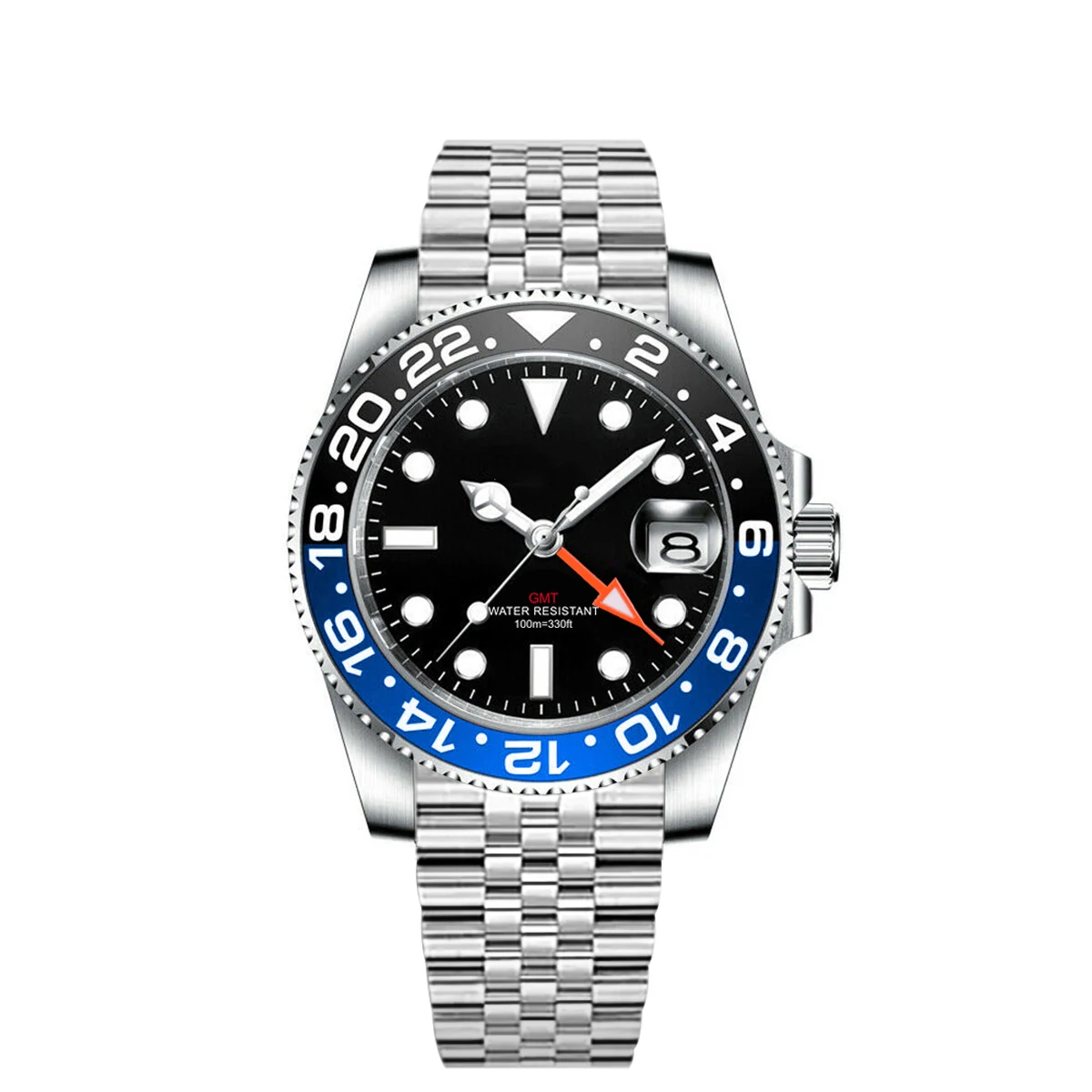 Custom luxury GMT Watch 40mm Mechanical Wristwatches Quartz Movt Stainless Sapphire Glass 100M Waterproof Luminous Men Watches