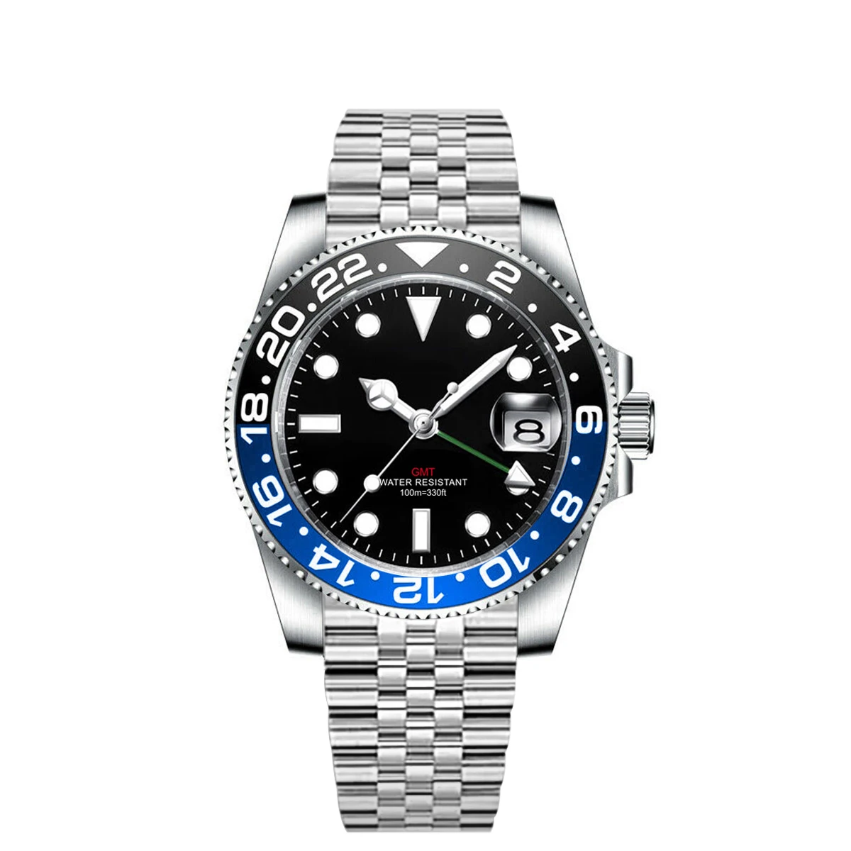 Custom luxury GMT Watch 40mm Mechanical Wristwatches Quartz Movt Stainless Sapphire Glass 100M Waterproof Luminous Men Watches