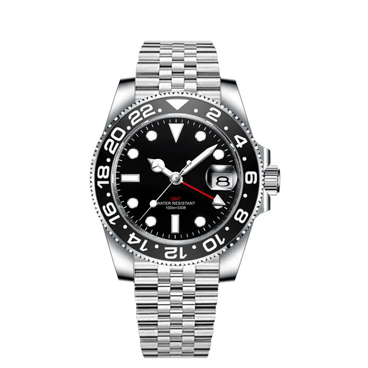 Custom luxury GMT Watch 40mm Mechanical Wristwatches Quartz Movt Stainless Sapphire Glass 100M Waterproof Luminous Men Watches