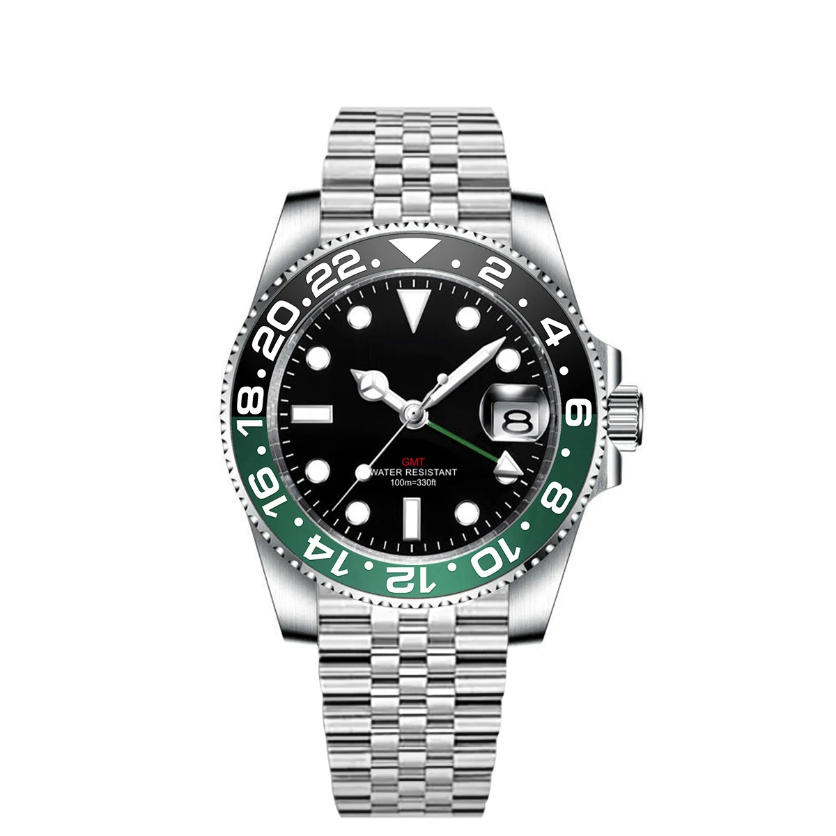 Custom luxury GMT Watch 40mm Mechanical Wristwatches Quartz Movt Stainless Sapphire Glass 100M Waterproof Luminous Men Watches