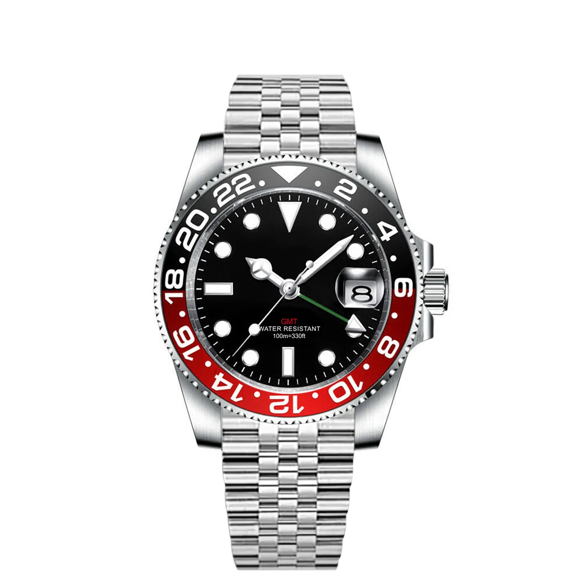 Custom luxury GMT Watch 40mm Mechanical Wristwatches Quartz Movt Stainless Sapphire Glass 100M Waterproof Luminous Men Watches