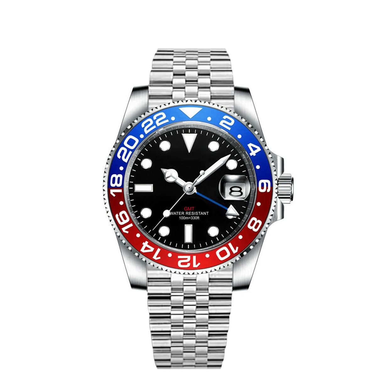 Custom luxury GMT Watch 40mm Mechanical Wristwatches Quartz Movt Stainless Sapphire Glass 100M Waterproof Luminous Men Watches