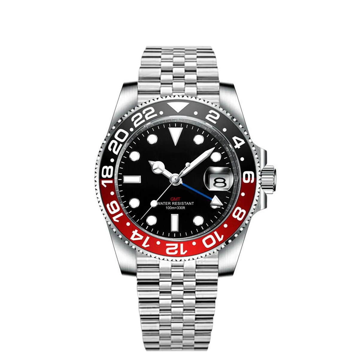 Custom luxury GMT Watch 40mm Mechanical Wristwatches Quartz Movt Stainless Sapphire Glass 100M Waterproof Luminous Men Watches