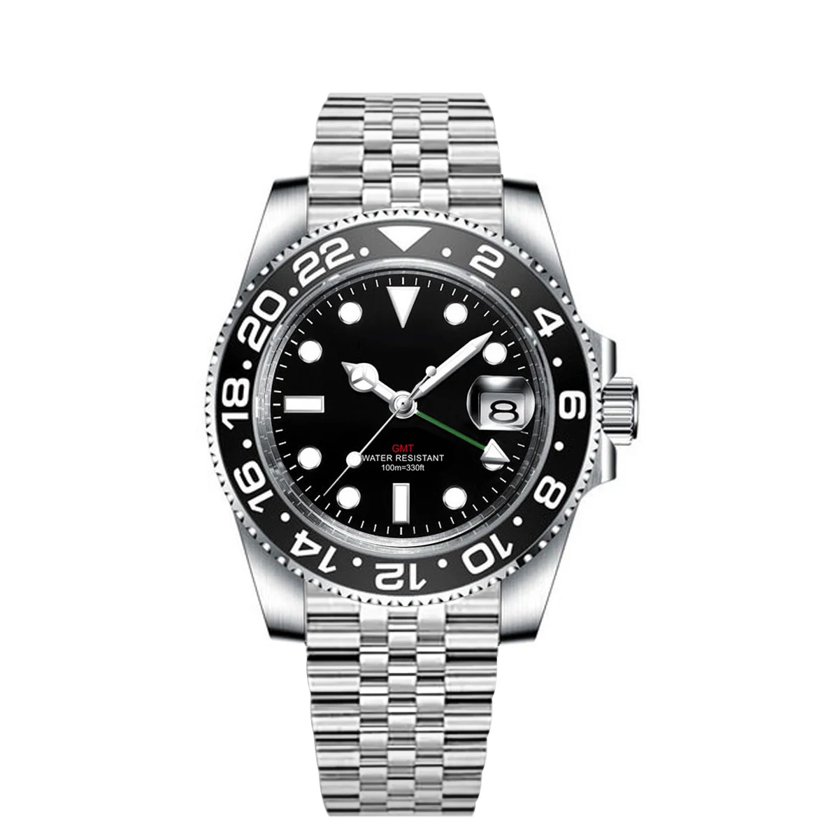 Custom luxury GMT Watch 40mm Mechanical Wristwatches Quartz Movt Stainless Sapphire Glass 100M Waterproof Luminous Men Watches