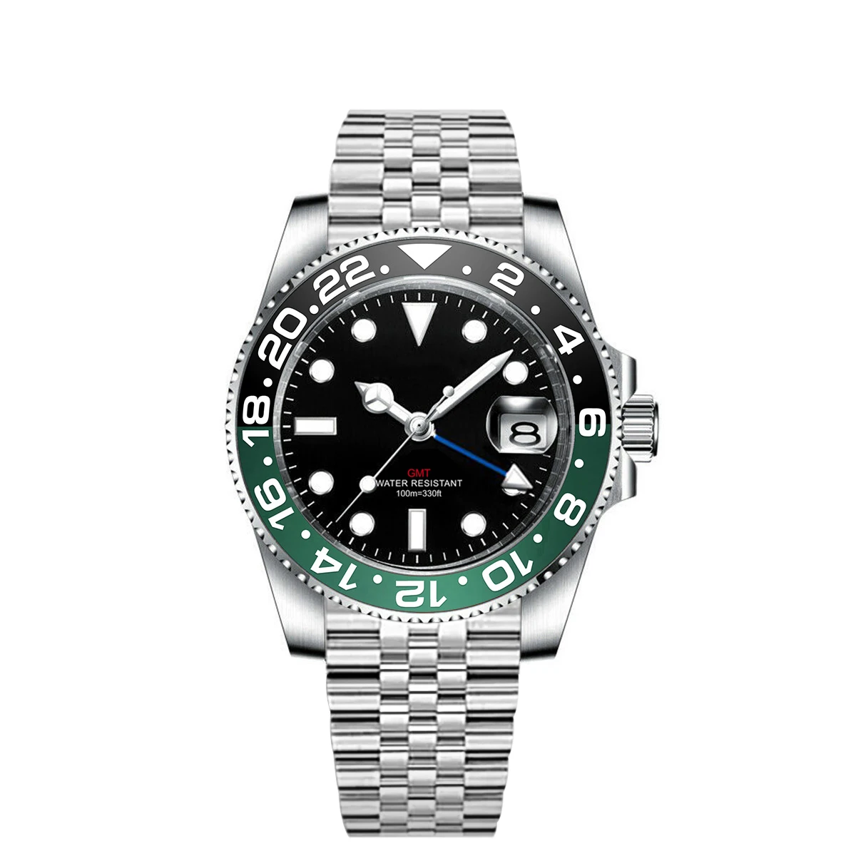 Custom luxury GMT Watch 40mm Mechanical Wristwatches Quartz Movt Stainless Sapphire Glass 100M Waterproof Luminous Men Watches