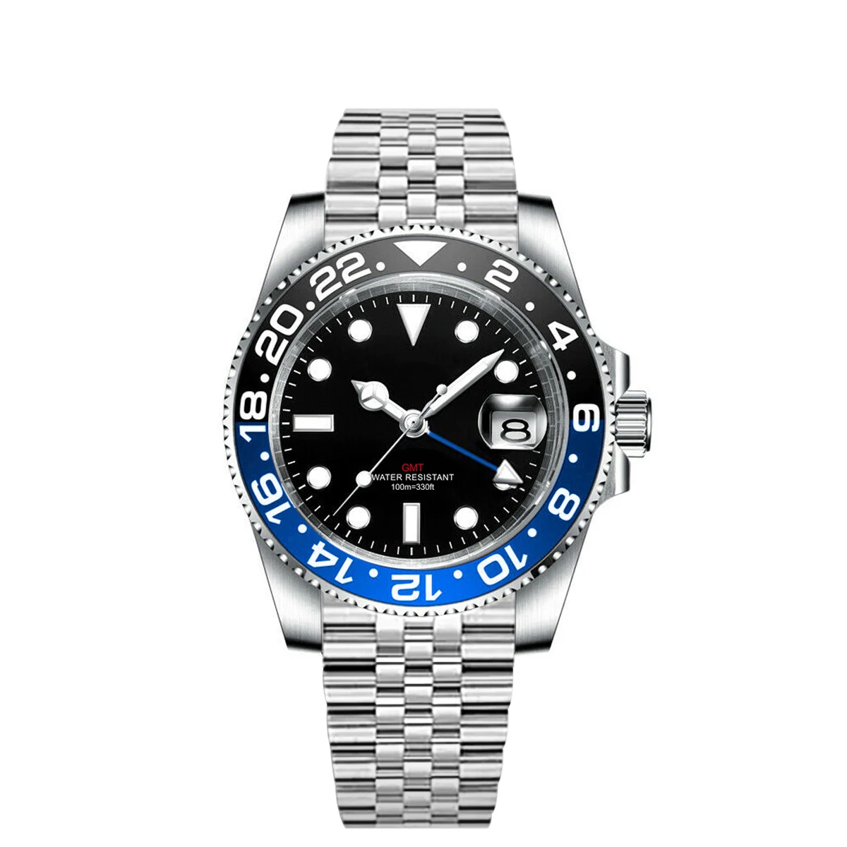 Custom luxury GMT Watch 40mm Mechanical Wristwatches Quartz Movt Stainless Sapphire Glass 100M Waterproof Luminous Men Watches