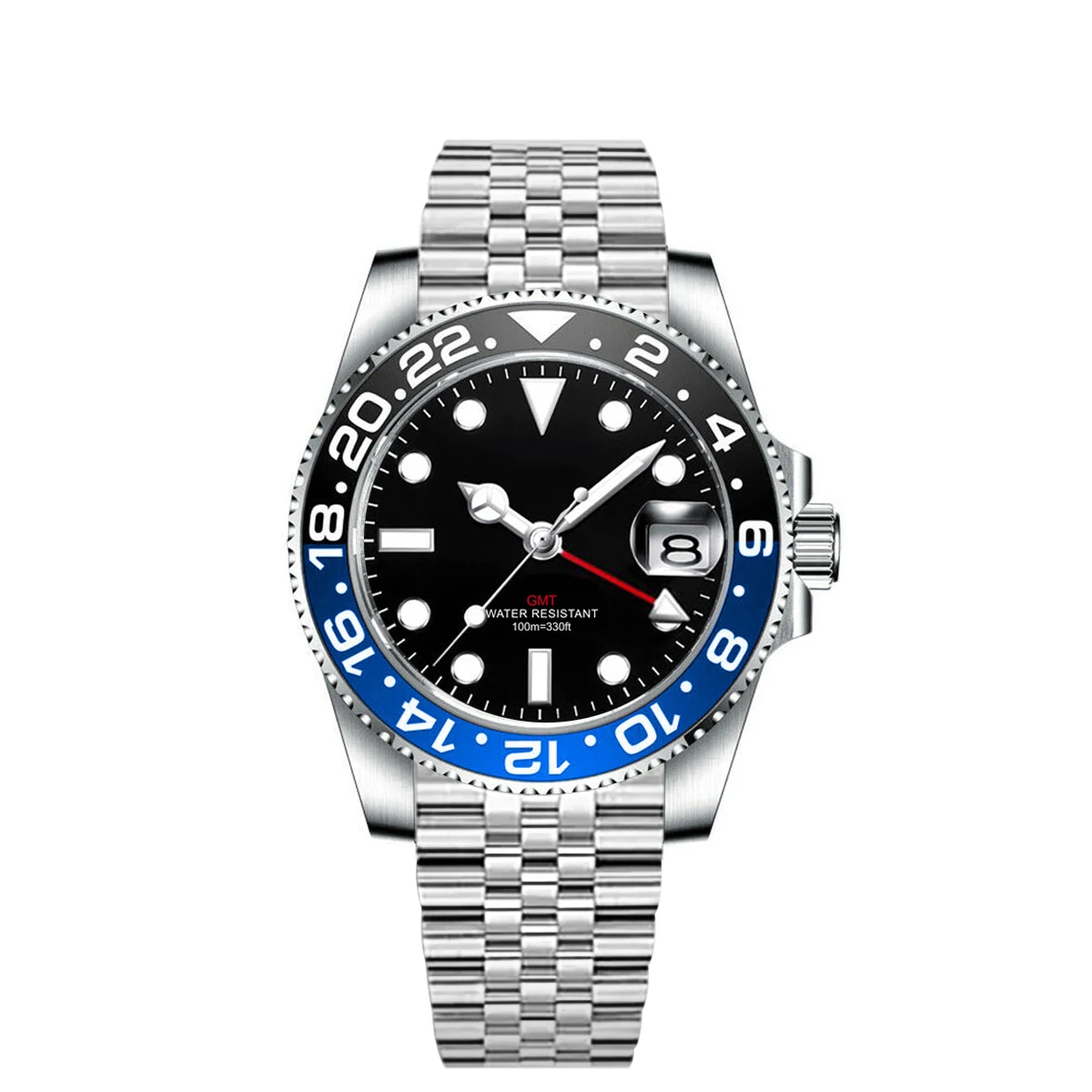 Custom luxury GMT Watch 40mm Mechanical Wristwatches Quartz Movt Stainless Sapphire Glass 100M Waterproof Luminous Men Watches