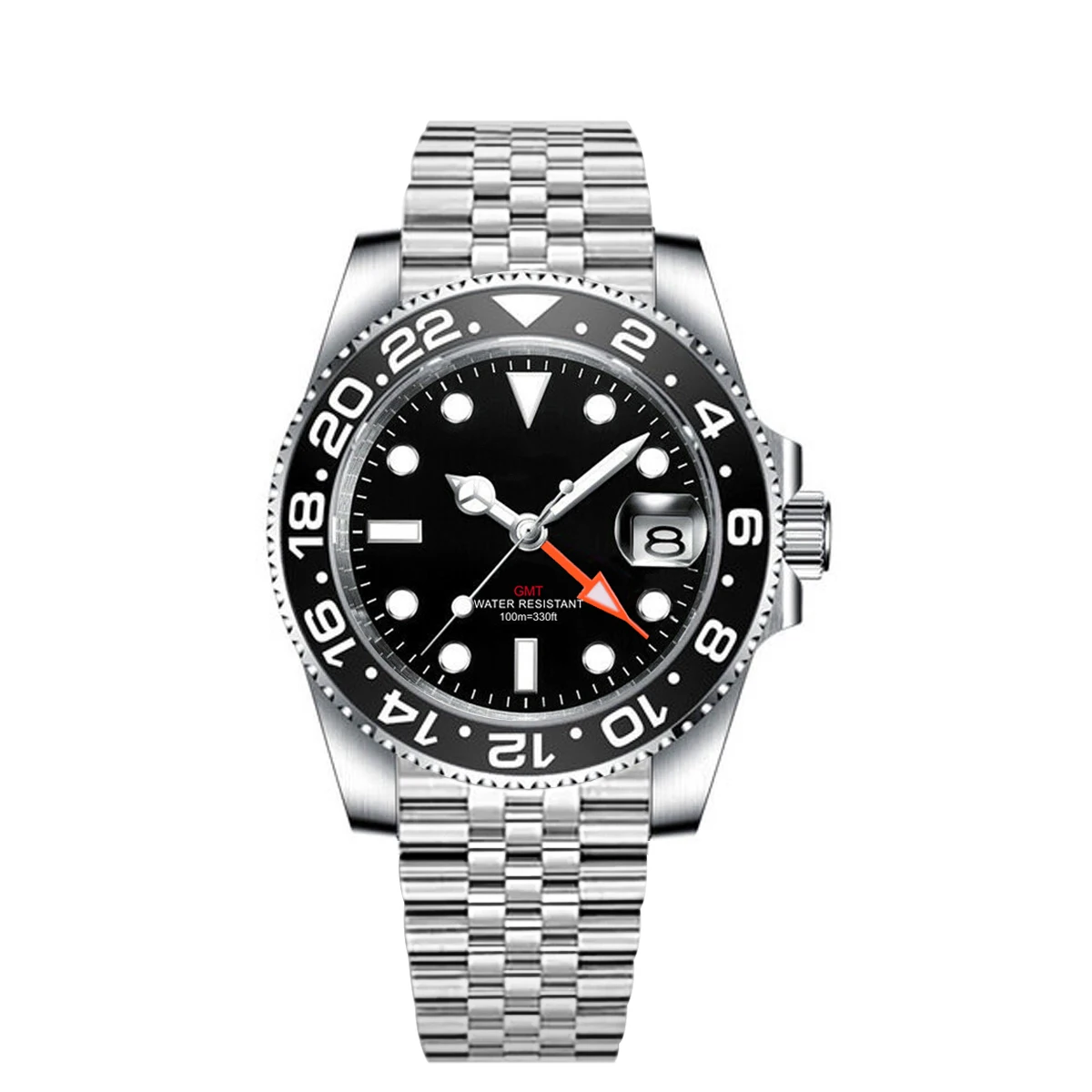 Custom luxury GMT Watch 40mm Mechanical Wristwatches Quartz Movt Stainless Sapphire Glass 100M Waterproof Luminous Men Watches