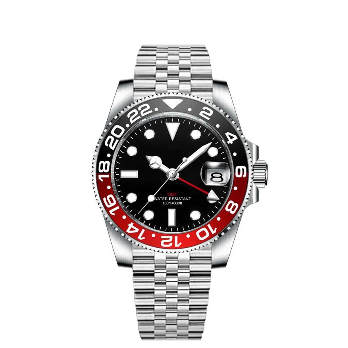 Custom luxury GMT Watch 40mm Mechanical Wristwatches Quartz Movt Stainless Sapphire Glass 100M Waterproof Luminous Men Watches