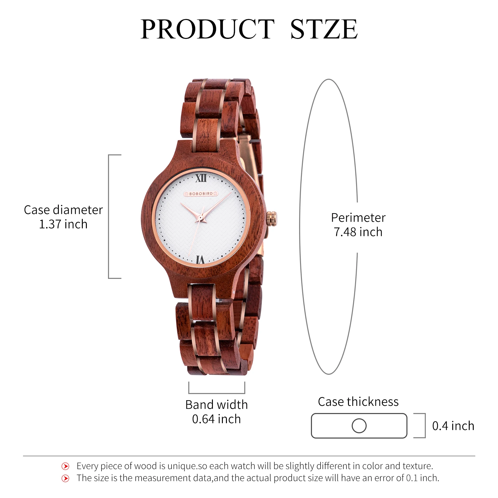 BOBO BIRD Women Watch Fashion Wooden Japanese Quartz Movement Wristwatch Luxury Red Sandalwood Timepiece Gift Box Dropshipping