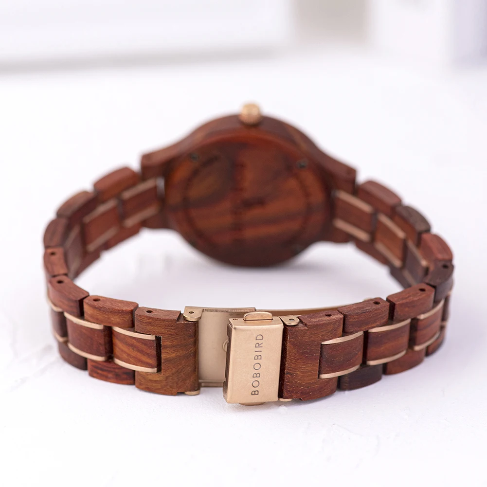 BOBO BIRD Women Watch Fashion Wooden Japanese Quartz Movement Wristwatch Luxury Red Sandalwood Timepiece Gift Box Dropshipping