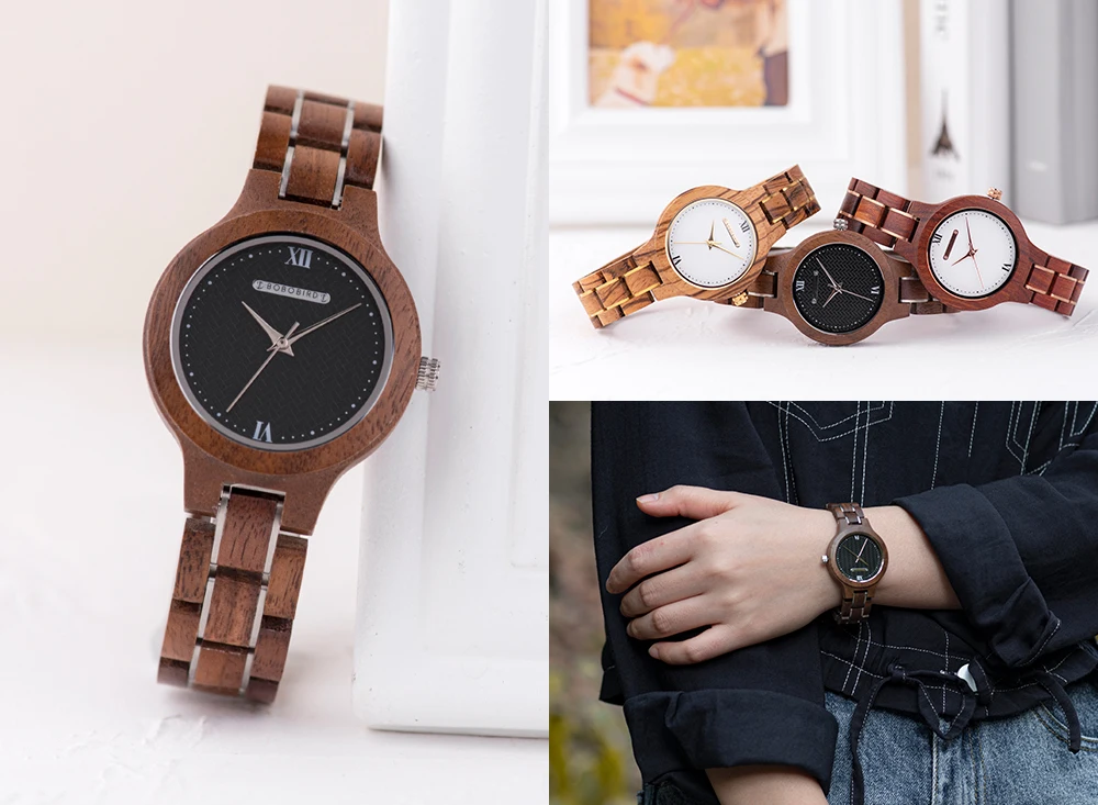 BOBO BIRD Women Watch Fashion Wooden Japanese Quartz Movement Wristwatch Luxury Red Sandalwood Timepiece Gift Box Dropshipping