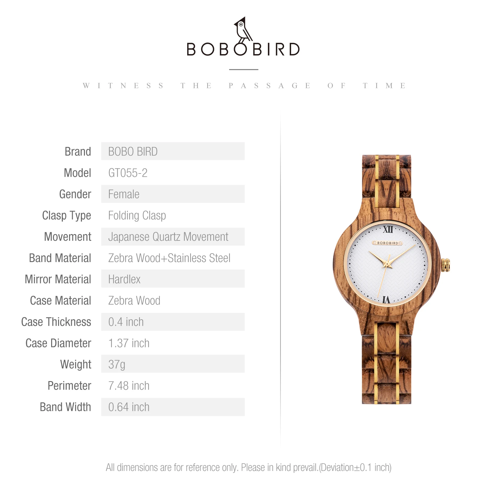 BOBO BIRD Women Watch Fashion Wooden Japanese Quartz Movement Wristwatch Luxury Red Sandalwood Timepiece Gift Box Dropshipping