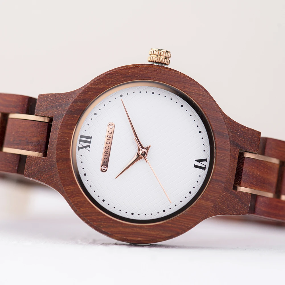 BOBO BIRD Women Watch Fashion Wooden Japanese Quartz Movement Wristwatch Luxury Red Sandalwood Timepiece Gift Box Dropshipping