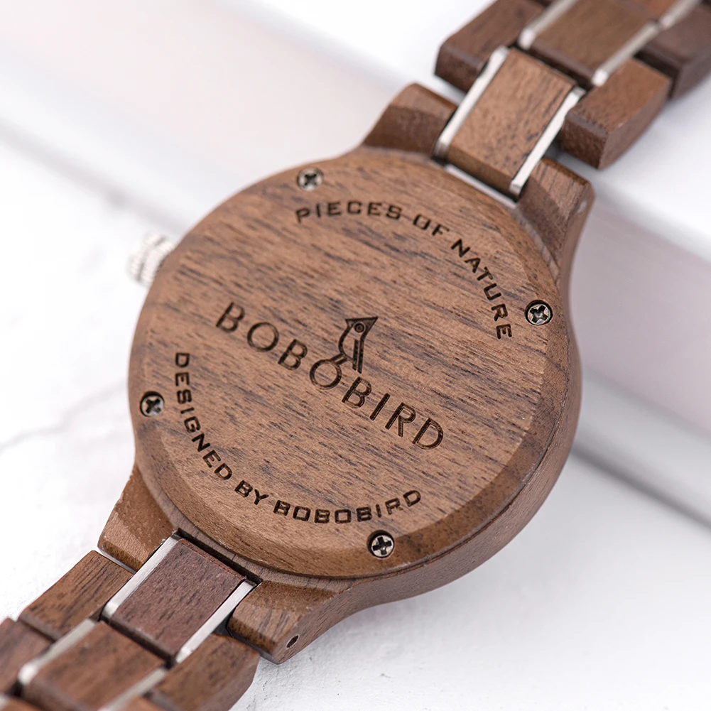 BOBO BIRD Women Watch Fashion Wooden Japanese Quartz Movement Wristwatch Luxury Red Sandalwood Timepiece Gift Box Dropshipping