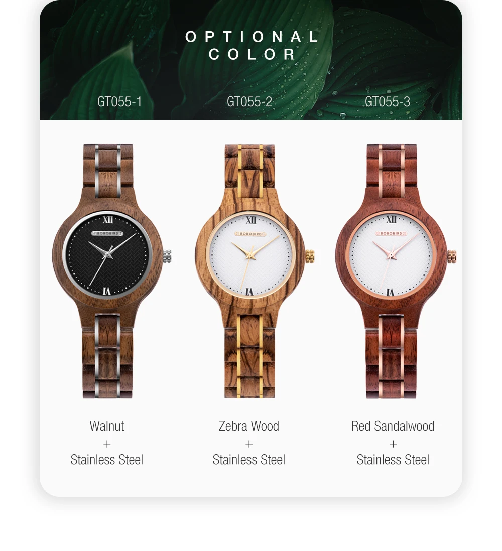 BOBO BIRD Women Watch Fashion Wooden Japanese Quartz Movement Wristwatch Luxury Red Sandalwood Timepiece Gift Box Dropshipping