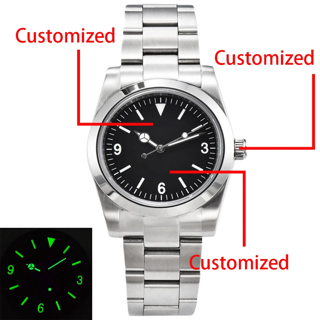 Miuksi NH35 Customized 36mm 39mm Mechanical Watch Fit NH35 Miyota 8215 Movement Automatic Sapphire Waterproof Wristwatch