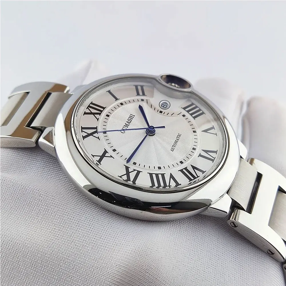 High-end Couple's Watch Strength Mineral Glass Balloon Watch Automatic Mechanical Movement Stainless Steel Waterproof Watch Gift