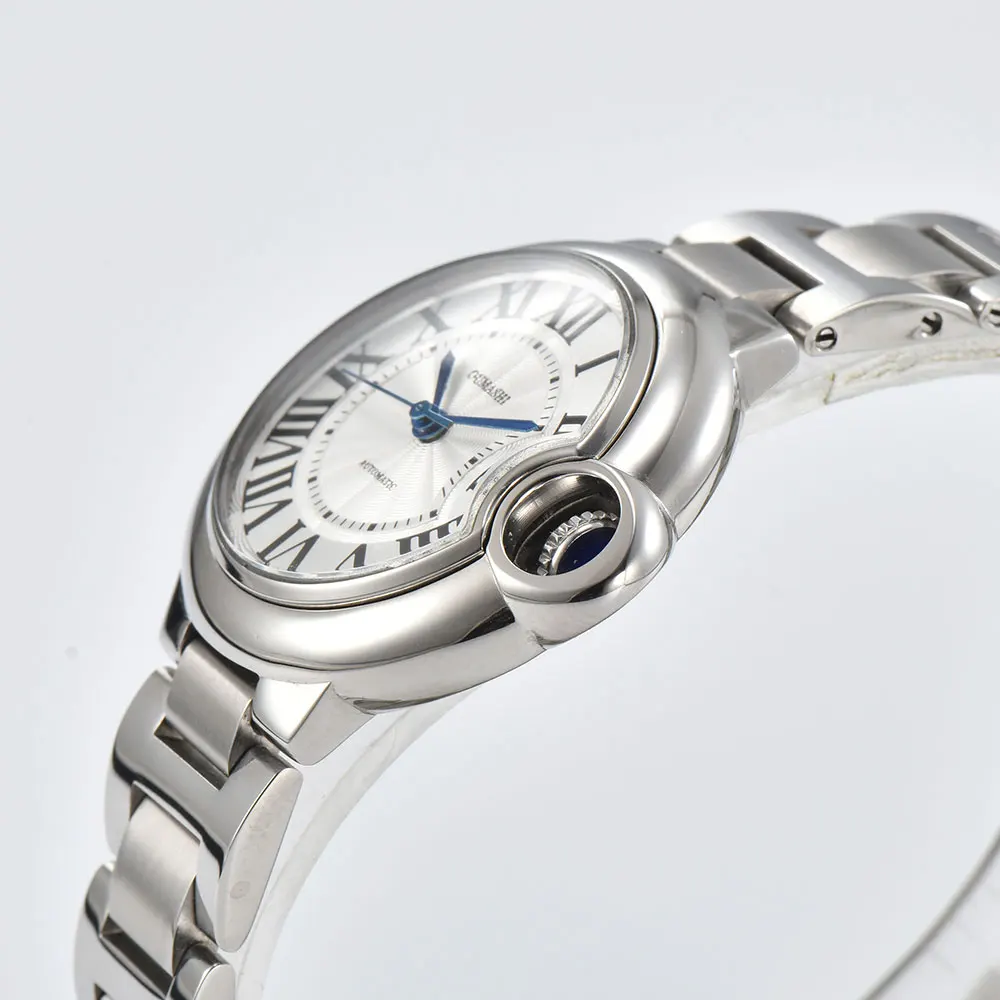 High-end Couple's Watch Strength Mineral Glass Balloon Watch Automatic Mechanical Movement Stainless Steel Waterproof Watch Gift