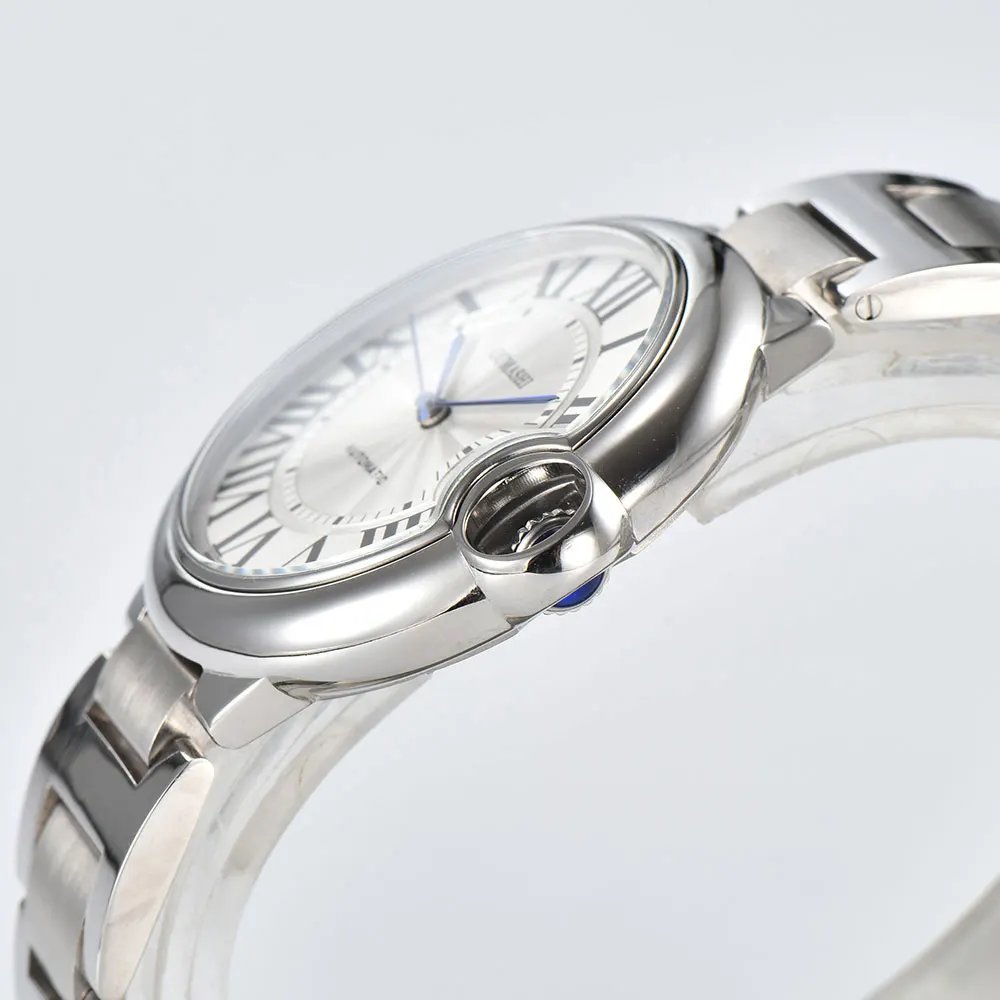 High-end Couple's Watch Strength Mineral Glass Balloon Watch Automatic Mechanical Movement Stainless Steel Waterproof Watch Gift