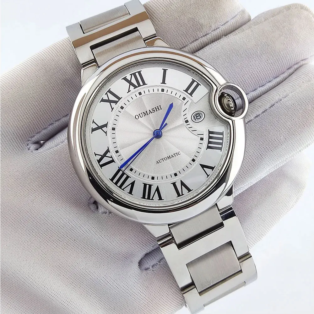 High-end Couple's Watch Strength Mineral Glass Balloon Watch Automatic Mechanical Movement Stainless Steel Waterproof Watch Gift