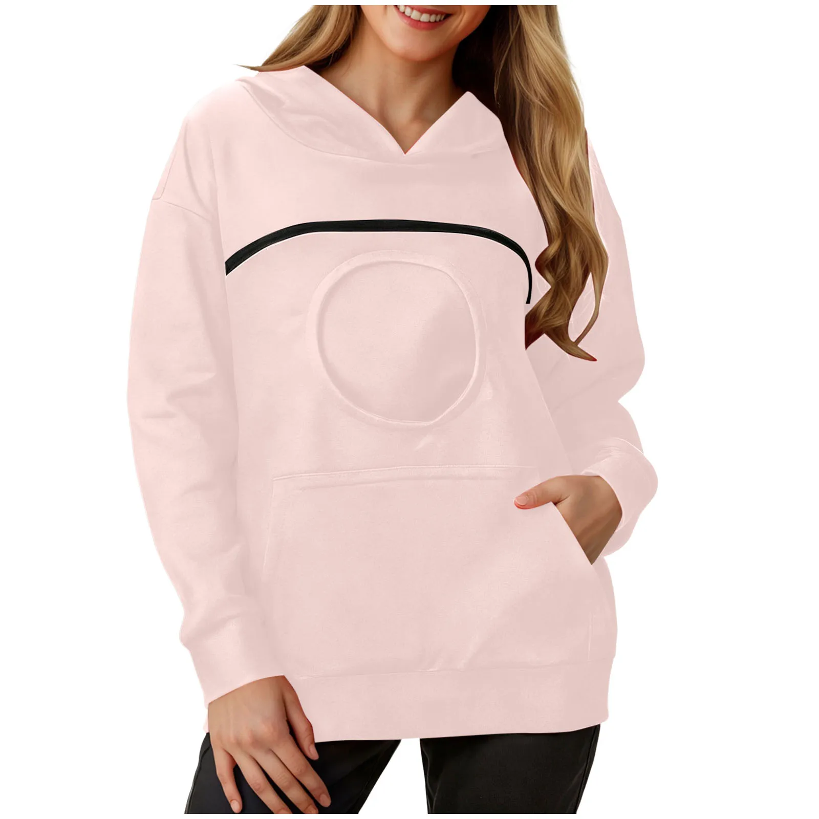 Plus Size 3XL Oversized Hoodies Women 2 in 1 Kangaroo Hoodie Sweatshirts for Pet Lover Cat Carrier Pouch Unisex Pullovers Tops