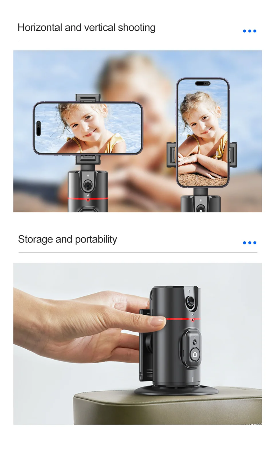 FANGTUOSI Stabilizer Smart Facial Tracking with Removable Fill Light Phone Stand Wireless Selfie Stick Tripod for Live Streaming