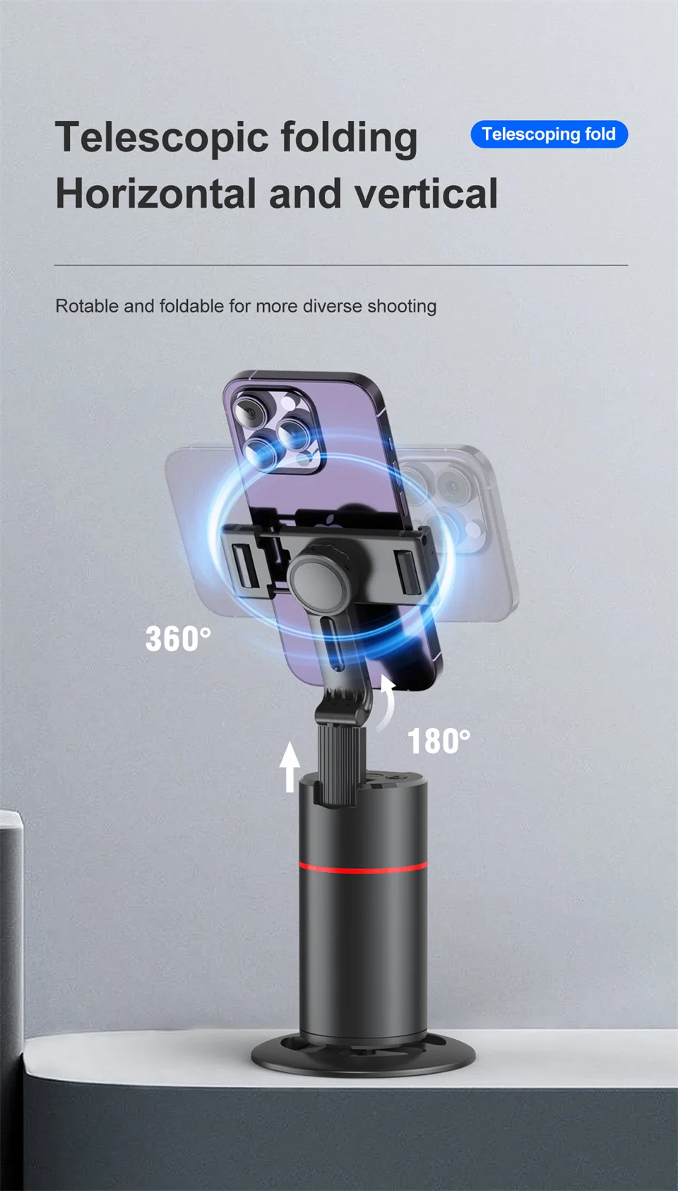 FANGTUOSI Stabilizer Smart Facial Tracking with Removable Fill Light Phone Stand Wireless Selfie Stick Tripod for Live Streaming