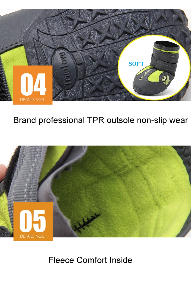Truelove Pet Shoes Warm Snow Breathable Soft Strong Waterproof Reflective For Big Small Pet Sports Training Product TLS3961