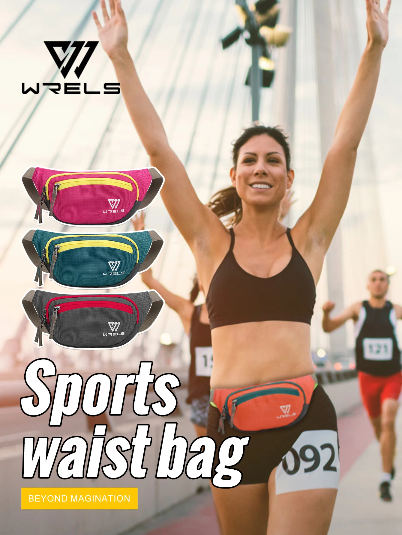 WRELS Running Waist Belt Bag Sport Multifunctional Ultralight Bounce Free Running Waist Pack Waterproof Fitness Mobile Phone Bag