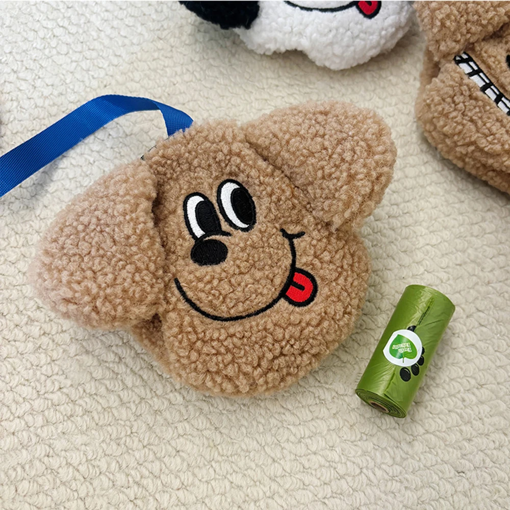 Plush Puppy Waste Bag Dispenser Outdoor Portable Dog Poop Holder Carrier Pet Clean Up Accessories