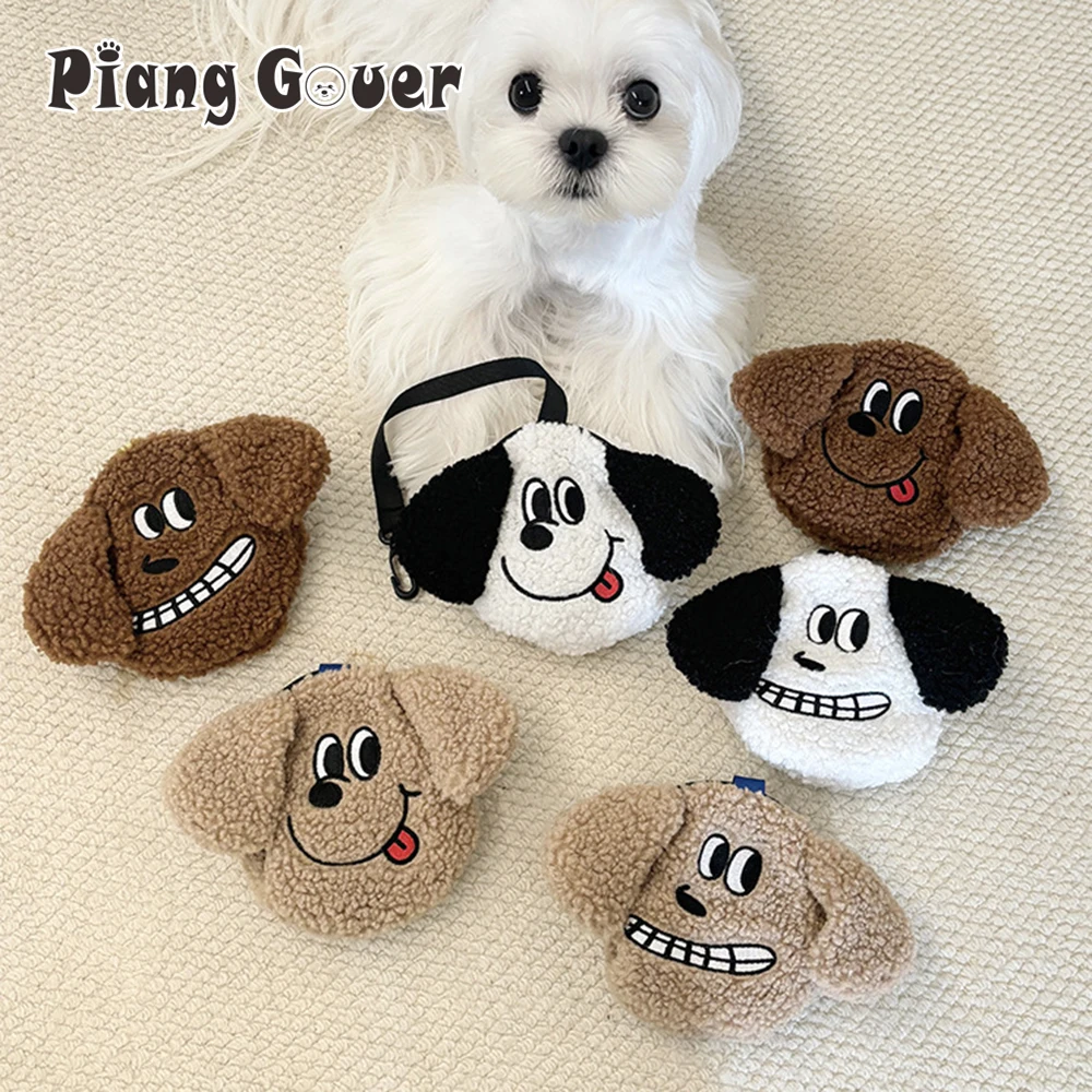 Plush Puppy Waste Bag Dispenser Outdoor Portable Dog Poop Holder Carrier Pet Clean Up Accessories