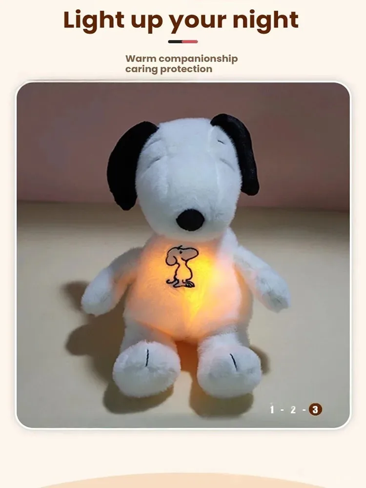 2027 Glowing Breathing Snoopy Plush Toy Baby Sleep Aid Cute Calming Stuffed Animal Kids Bedtime Gift