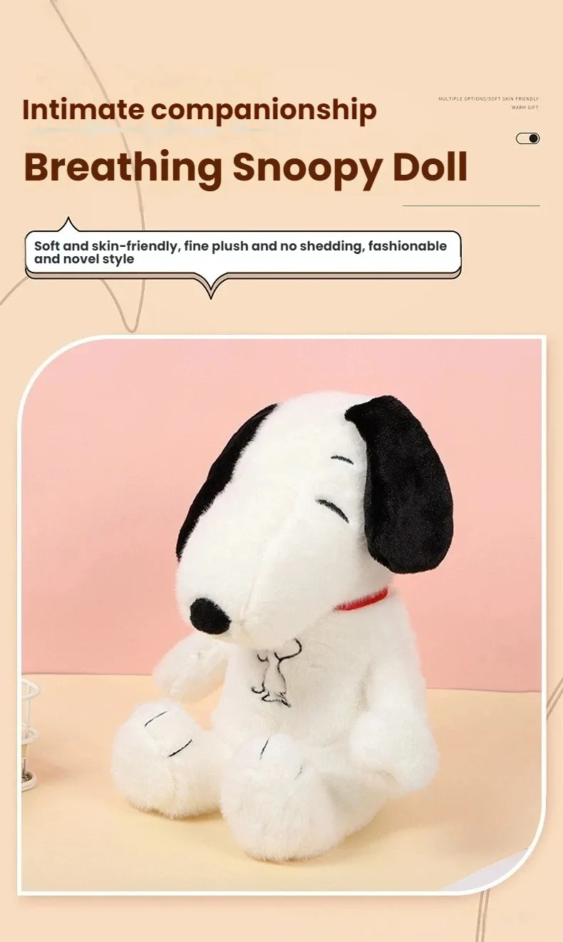 2027 Glowing Breathing Snoopy Plush Toy Baby Sleep Aid Cute Calming Stuffed Animal Kids Bedtime Gift