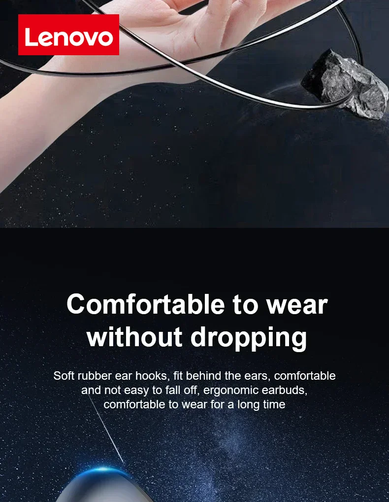 Lenovo OWS Wireless Headphones Bluetooth Headset with Mics HiFi Stereo Sound Earphones Smart Touch Sports Waterproof Earbuds
