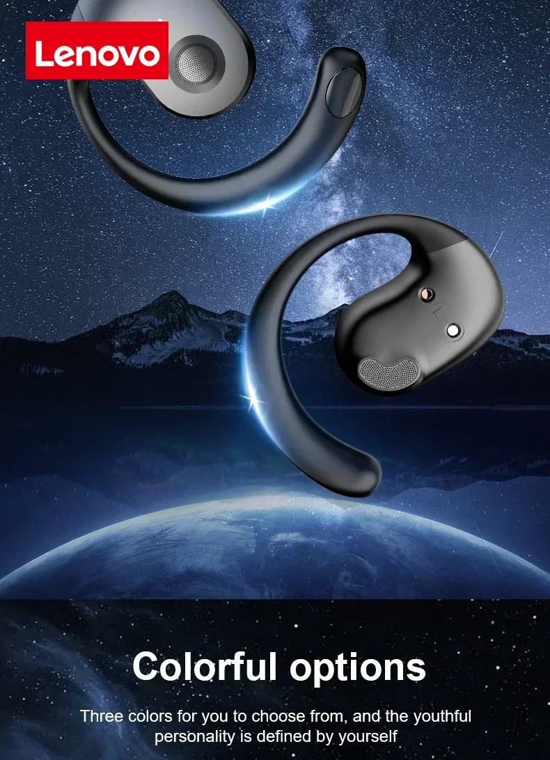 Lenovo OWS Wireless Headphones Bluetooth Headset with Mics HiFi Stereo Sound Earphones Smart Touch Sports Waterproof Earbuds
