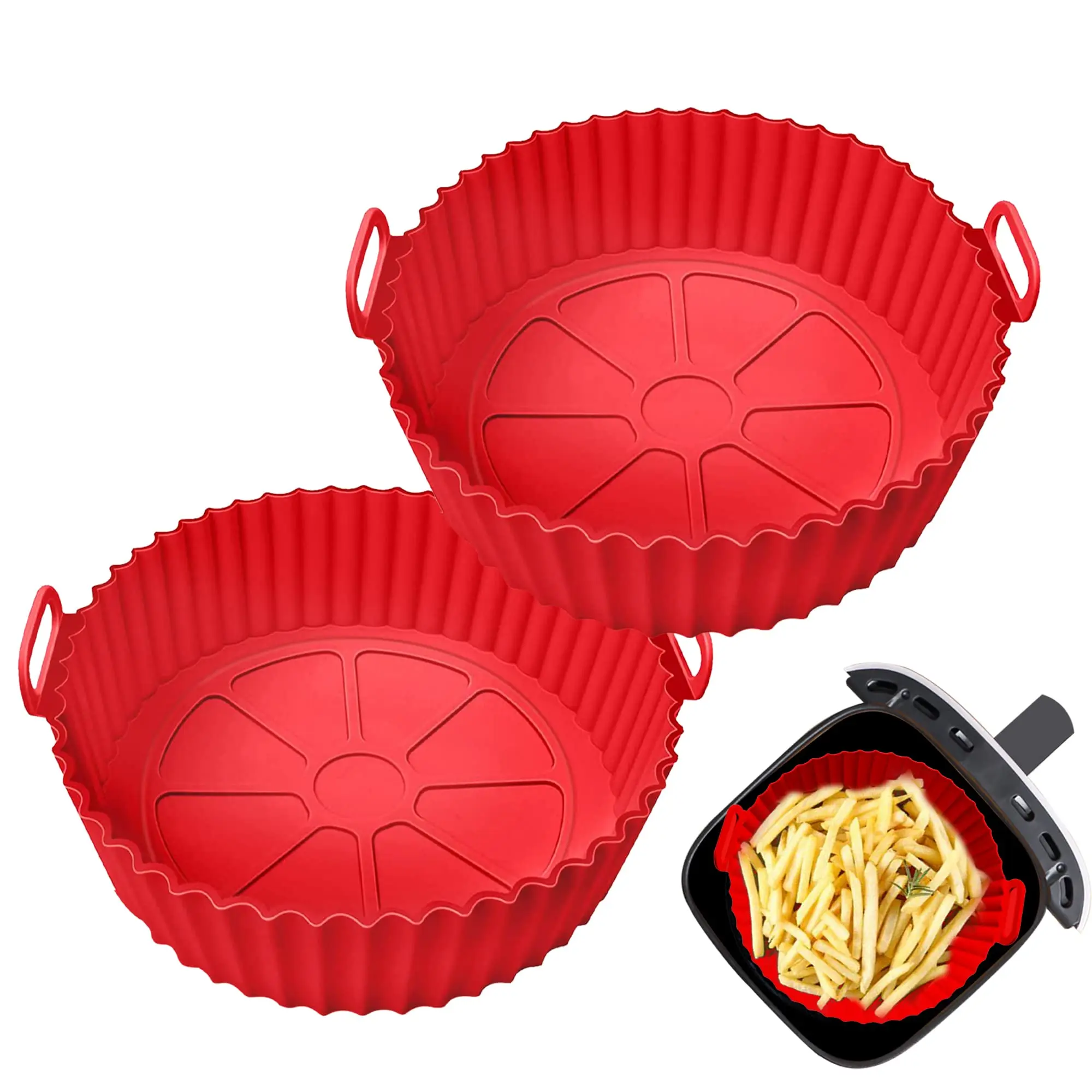Silicone Air Fryer Liners Pot,Airfryer Basket Cooking Gadgets ,Reusable Baking Tray Non-stick Pizza Pan Oven Kitchen Accessories