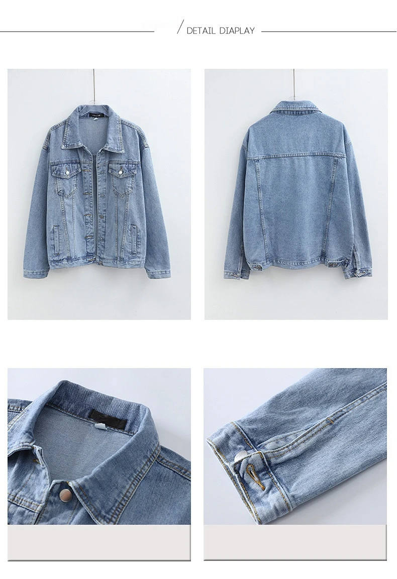 Vintage Women Jacket 2026 Autumn Winter Oversize Denim Jackets Washed Blue Jeans Coat Turn-down Collar Outwear Jacket