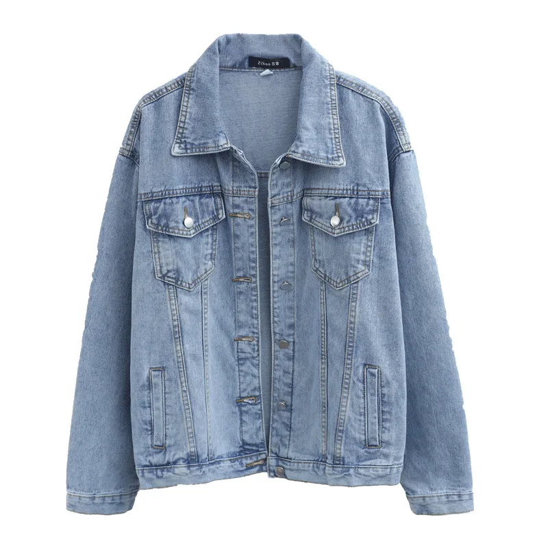 Vintage Women Jacket 2026 Autumn Winter Oversize Denim Jackets Washed Blue Jeans Coat Turn-down Collar Outwear Jacket